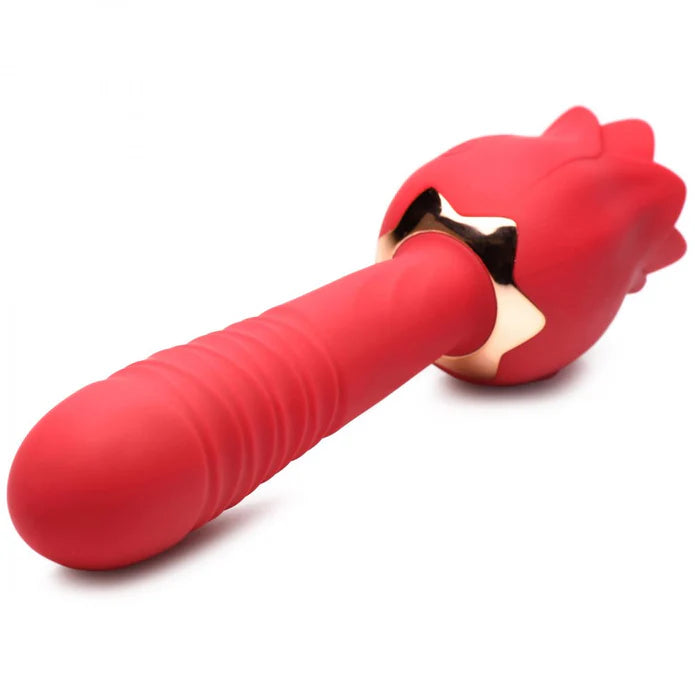 Inmi Bloomgasm Racy Rose Thrusting & Licking Rose Rechargeable Silicone Vibrator