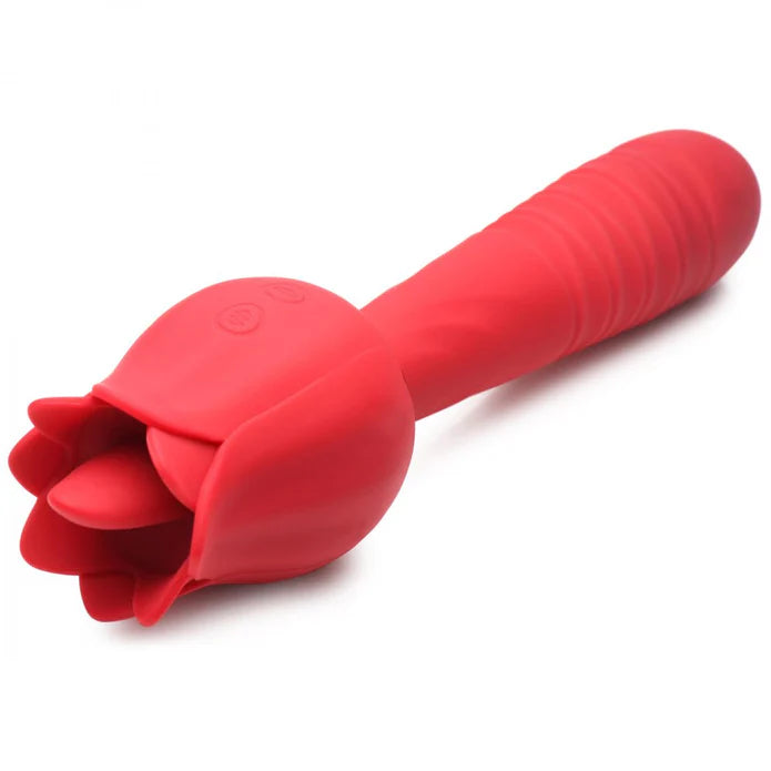 Inmi Bloomgasm Racy Rose Thrusting & Licking Rose Rechargeable Silicone Vibrator