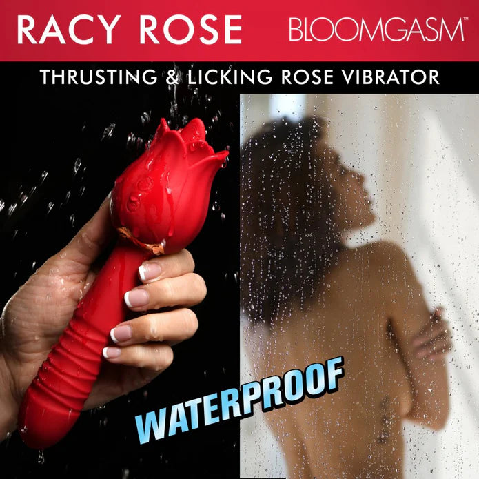 Inmi Bloomgasm Racy Rose Thrusting & Licking Rose Rechargeable Silicone Vibrator