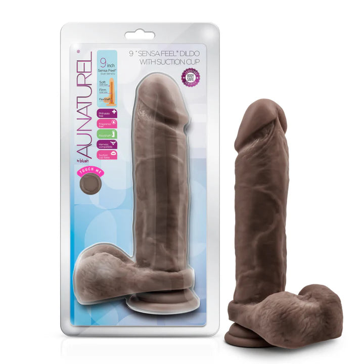 Blush Au Naturel 9.5 in. Posable Dual Density Dildo with Balls & Suction Cup