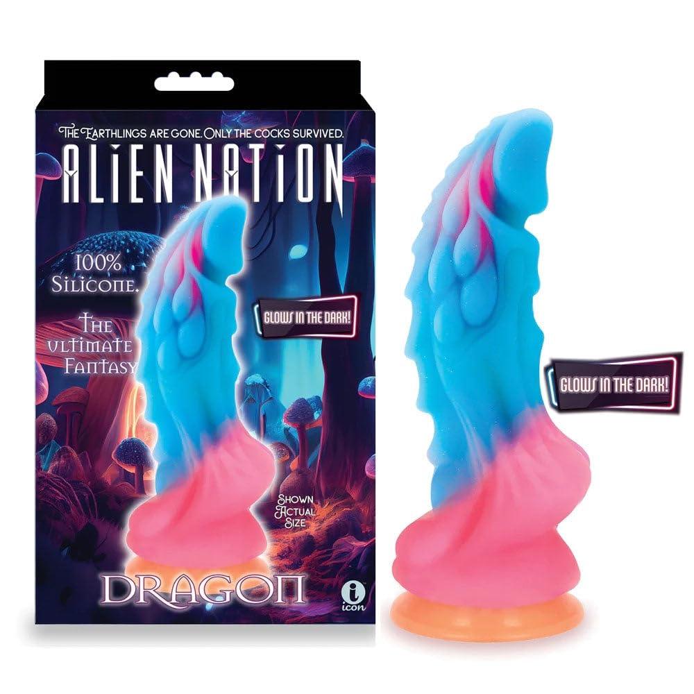 Alien Nation Glow Dragon Silicone Glow in the Dark Creature Dildo - Buy At Luxury Toy X - Free 3-Day Shipping