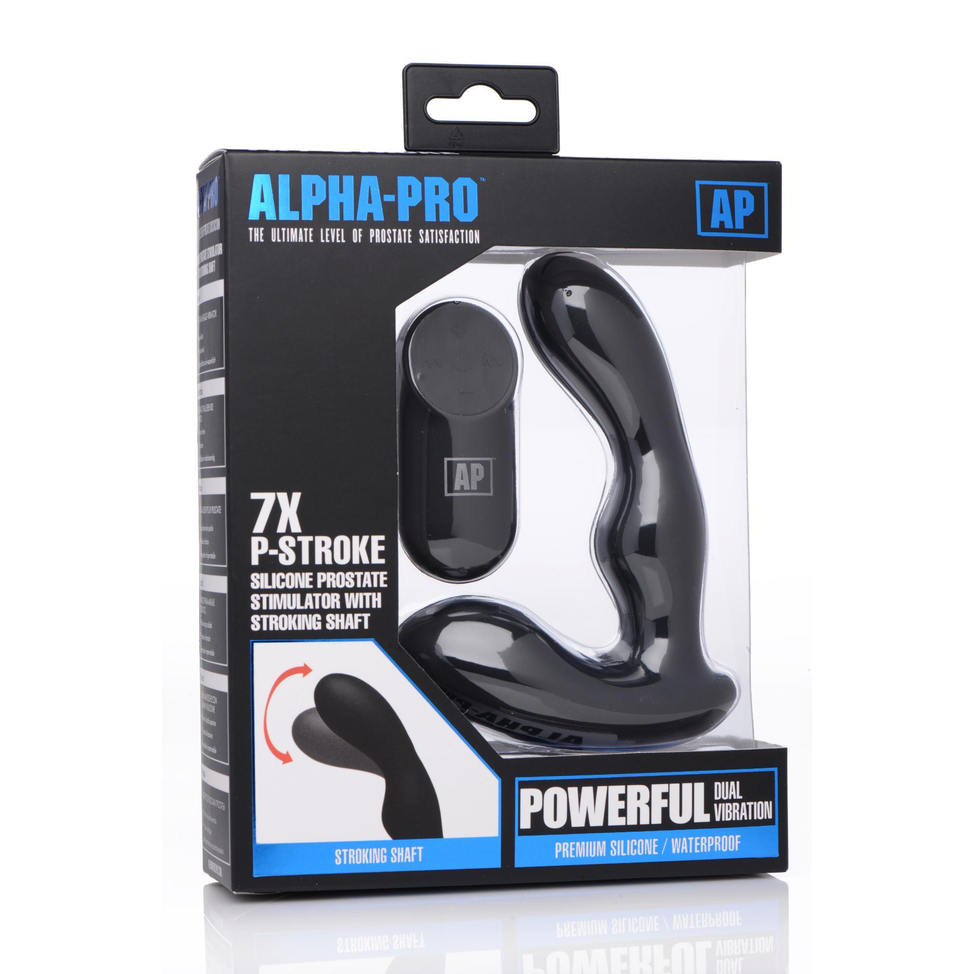 Alpha-Pro 7X P-Stroke Silicone Prostate Stimulator with Stroking Shaft - Buy At Luxury Toy X - Free 3-Day Shipping