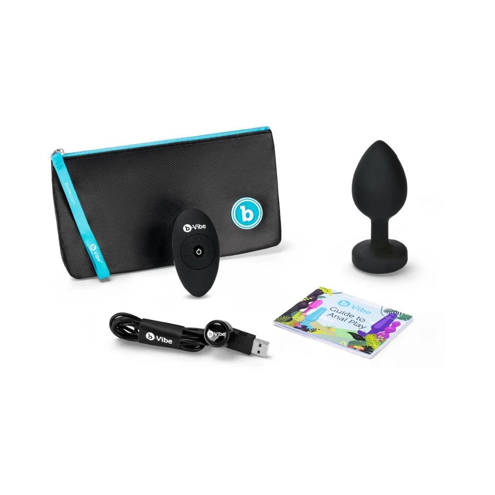 b-Vibe Vibrating Jewel Rechargeable Remote-Controlled Anal Plug with Gem Base Black Diamond XXL - Buy At Luxury Toy X - Free 3-Day Shipping