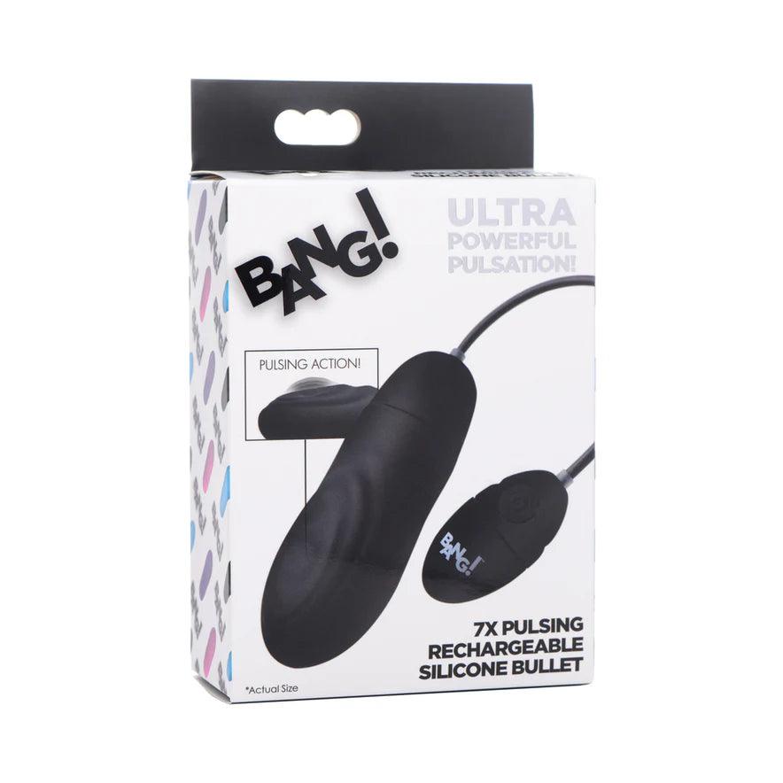 Bang! 7X Pulsing Rechargeable Silicone Bullet Vibrator with Wired Remote Control - Buy At Luxury Toy X - Free 3-Day Shipping