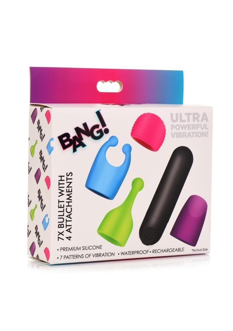 Bang! Rechargeable Bullet with 4 Attachments - Buy At Luxury Toy X - Free 3-Day Shipping