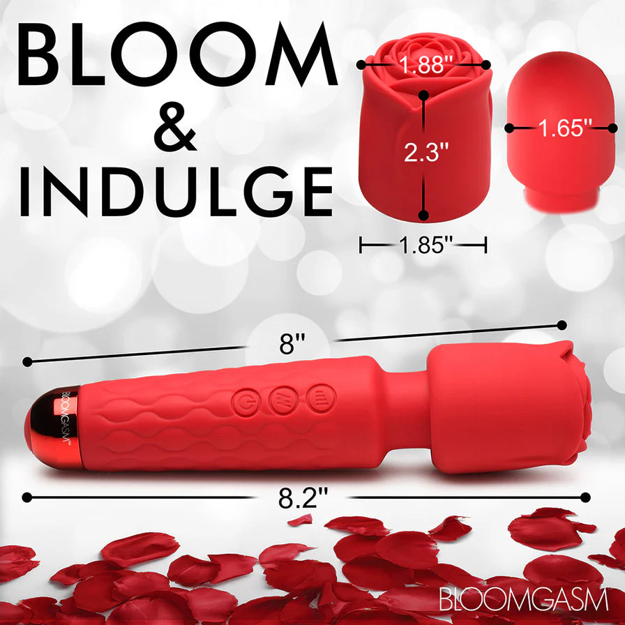 Bloomgasm Pleasure Rose 10X Rechargeable Silicone Wand with Rose Attachment - Buy At Luxury Toy X - Free 3-Day Shipping