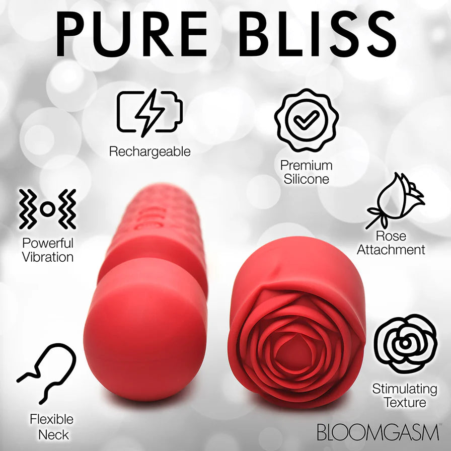 Bloomgasm Pleasure Rose 10X Rechargeable Silicone Wand with Rose Attachment - Buy At Luxury Toy X - Free 3-Day Shipping