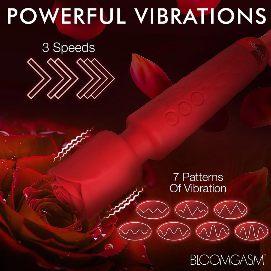 Bloomgasm Pleasure Rose 10X Rechargeable Silicone Wand with Rose Attachment - Buy At Luxury Toy X - Free 3-Day Shipping