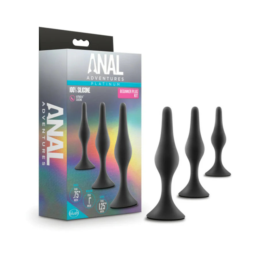 Blush Anal Adventures Platinum Silicone 3-Piece Beginner Plug Kit - Buy At Luxury Toy X - Free 3-Day Shipping