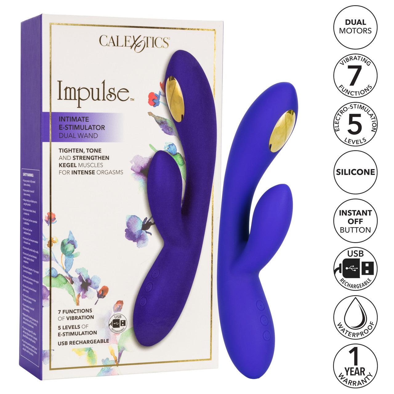 Calexotics Impulse Intimate E-Stimulator Dual Wand Rechargeable Silicone Vibrator - Buy At Luxury Toy X - Free 3-Day Shipping