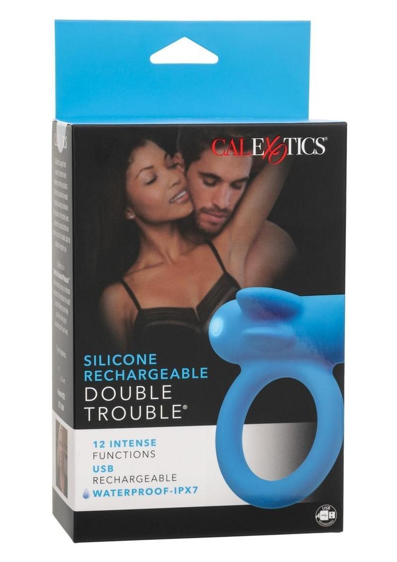 CalExotics Silicone Rechargeable Double Trouble Cock Ring - Buy At Luxury Toy X - Free 3-Day Shipping