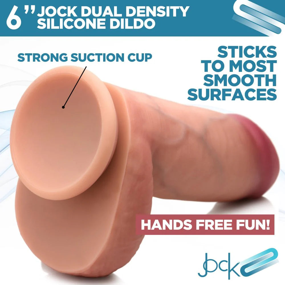 Curve Jock Dual Density Silicone Dildo with Balls 6in