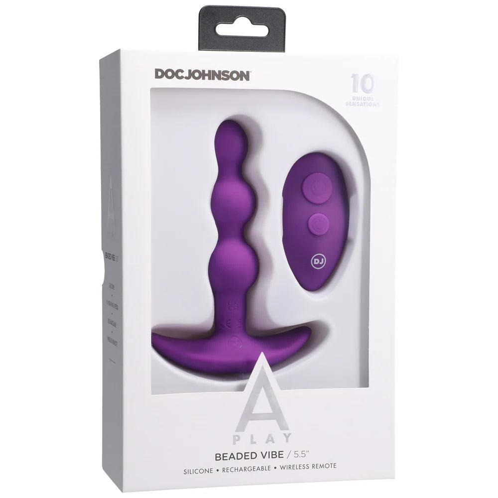 Doc Johnson A-Play BEADED VIBE Rechargeable Silicone Anal Plug with Remote - Buy At Luxury Toy X - Free 3-Day Shipping