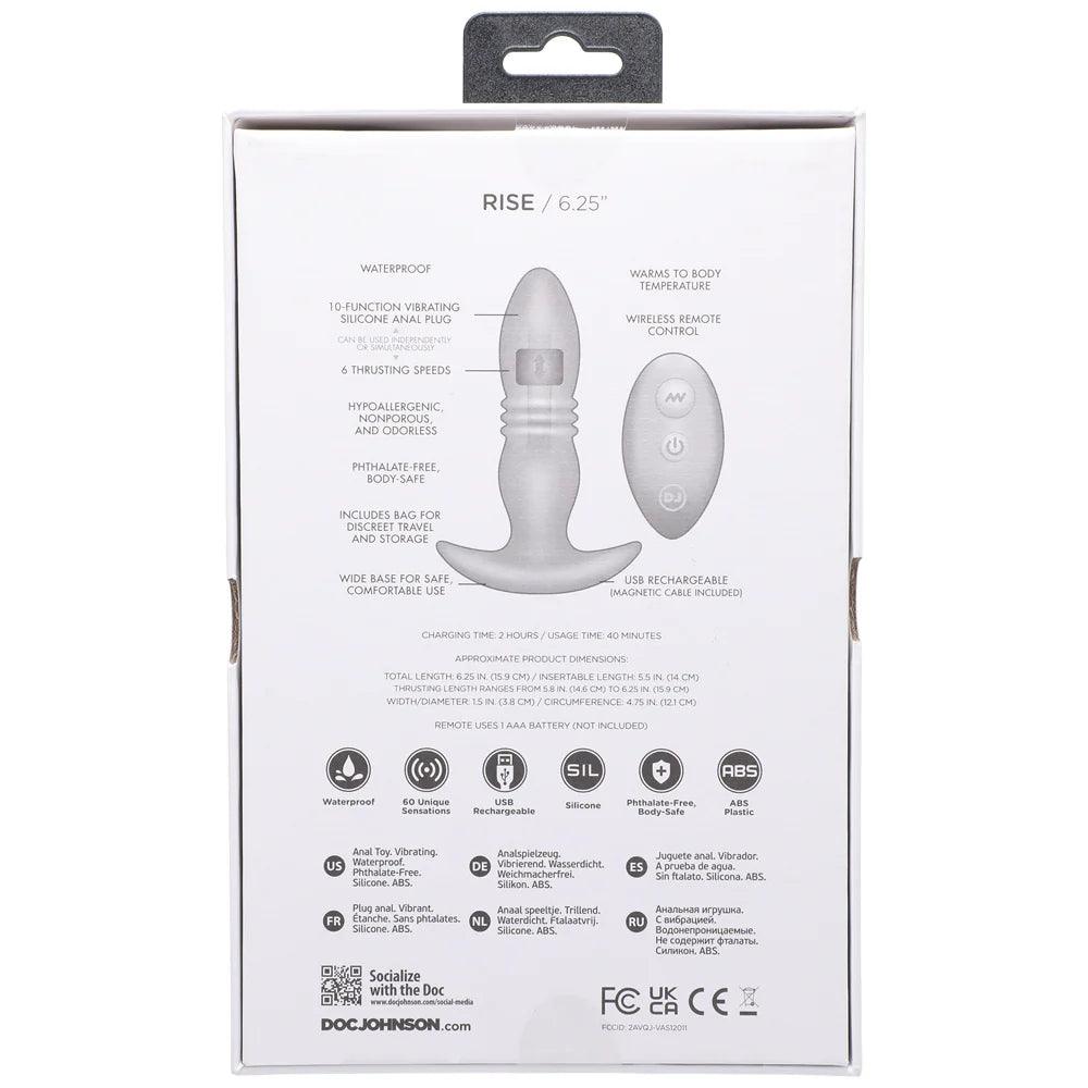 Doc Johnson A-Play RISE Rechargeable Silicone Anal Plug with Remote - Buy At Luxury Toy X - Free 3-Day Shipping