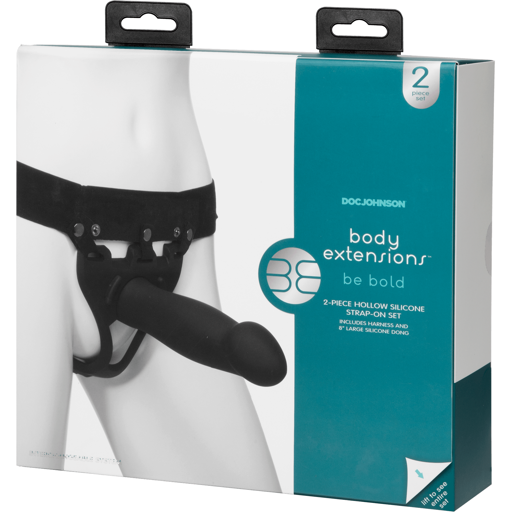 Doc Johnson Body Extensions Be Bold Silicone Strap-On Harness with Hollow Dildo 8in (2 piece kit) - Buy At Luxury Toy X - Free 3-Day Shipping