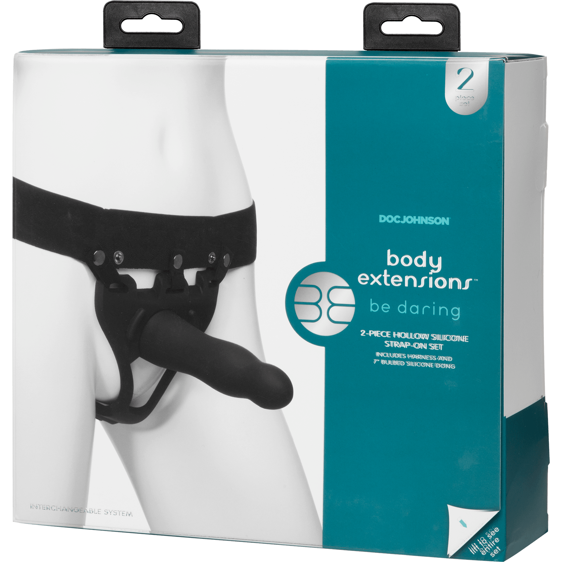 Doc Johnson Body Extensions Be Daring Silicone Strap-On Harness with Hollow Dildo 7in (2 Piece Kit) - Buy At Luxury Toy X - Free 3-Day Shipping