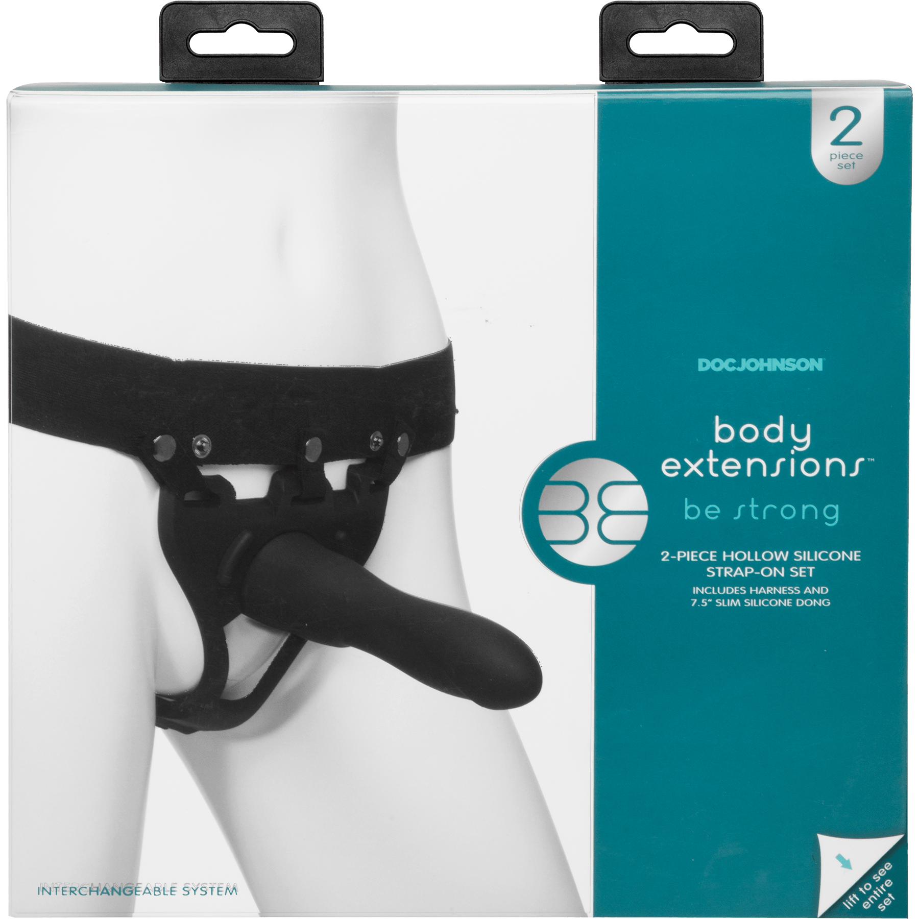 Doc Johnson Body Extensions Be Strong Silicone Strap-On Harness with Hollow Slim Dildo 7.5in (2 piece kit) - Buy At Luxury Toy X - Free 3-Day Shipping