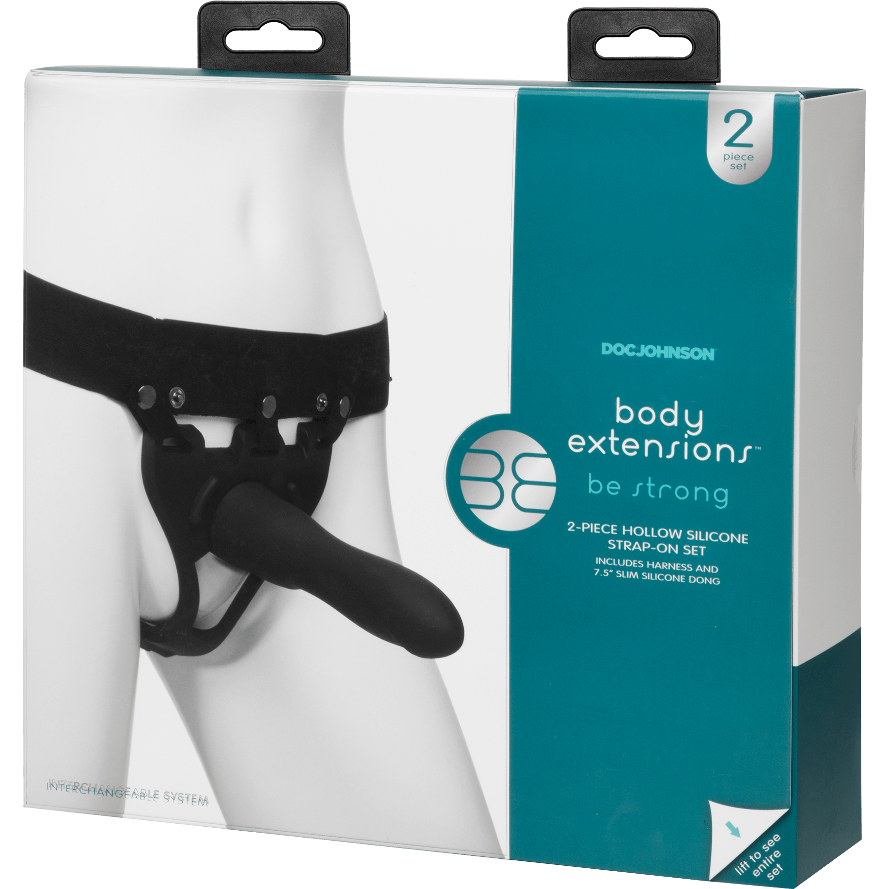 Doc Johnson Body Extensions Be Strong Silicone Strap-On Harness with Hollow Slim Dildo 7.5in (2 piece kit) - Buy At Luxury Toy X - Free 3-Day Shipping