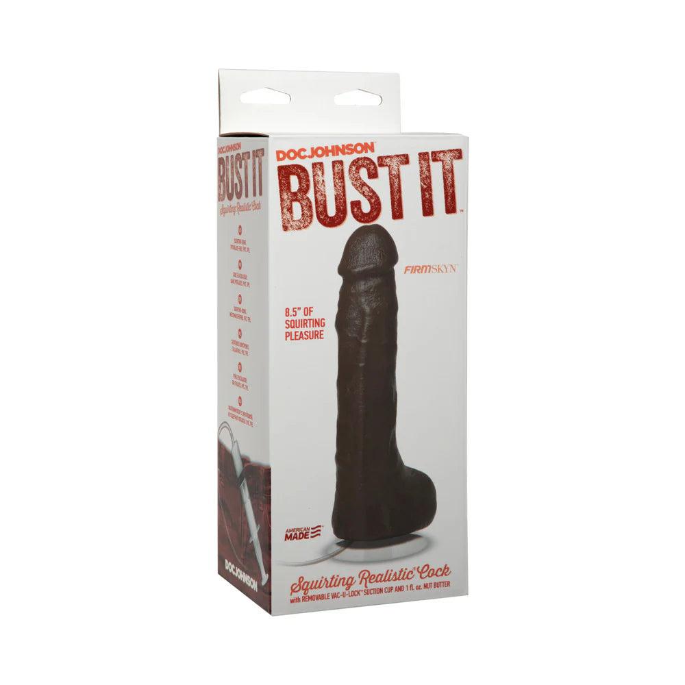 Doc Johnson Bust It Squirting Realistic Cock Brown - Buy At Luxury Toy X - Free 3-Day Shipping