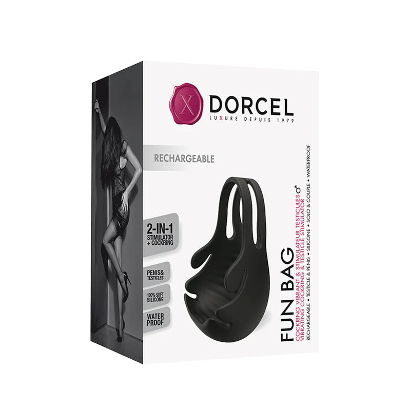 Dorcel Fun Bag Rechargeable Silicone Vibrating Cockring & Testicle Stimulator – Double Stimulation for Ultimate Pleasure - Buy At Luxury Toy X - Free 3-Day Shipping