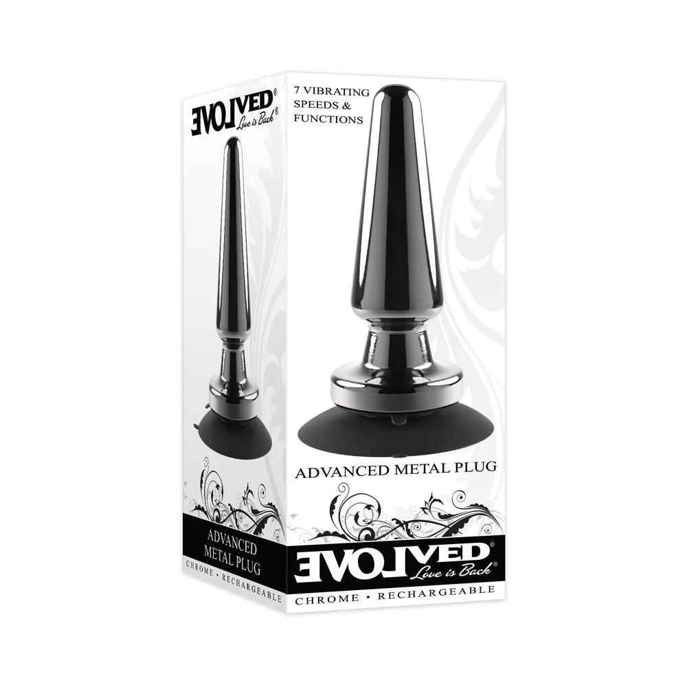 Evolved Advanced Metal Plug Rechargeable Vibrating Chrome Anal Plug with Suction Cup Base - Buy At Luxury Toy X - Free 3-Day Shipping