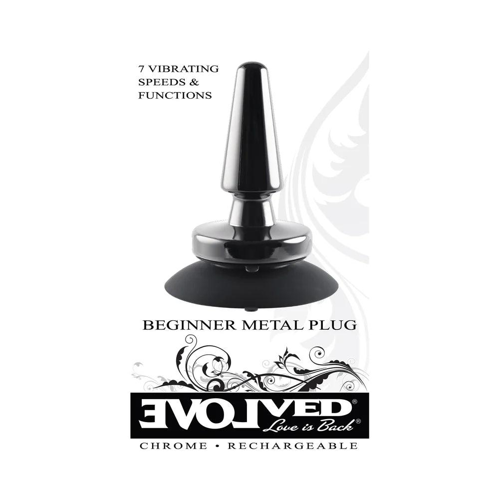 Evolved Beginner Metal Plug Rechargeable Vibrating Chrome Anal Plug with Suction Cup Base - Buy At Luxury Toy X - Free 3-Day Shipping