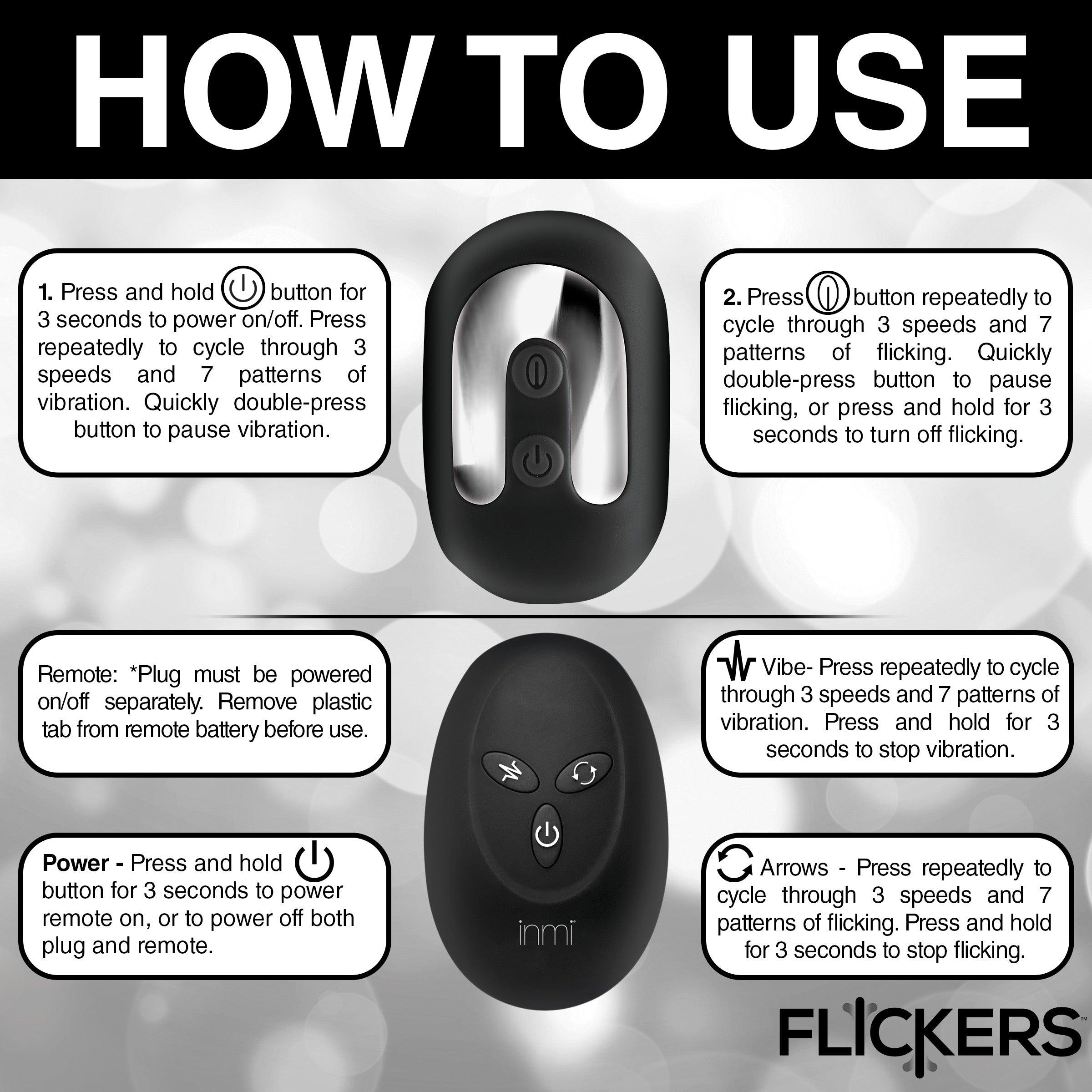 Flickers Bum Flick Flicking & Vibrating Rechargeable Silicone Butt Plug with Remote - Buy At Luxury Toy X - Free 3-Day Shipping