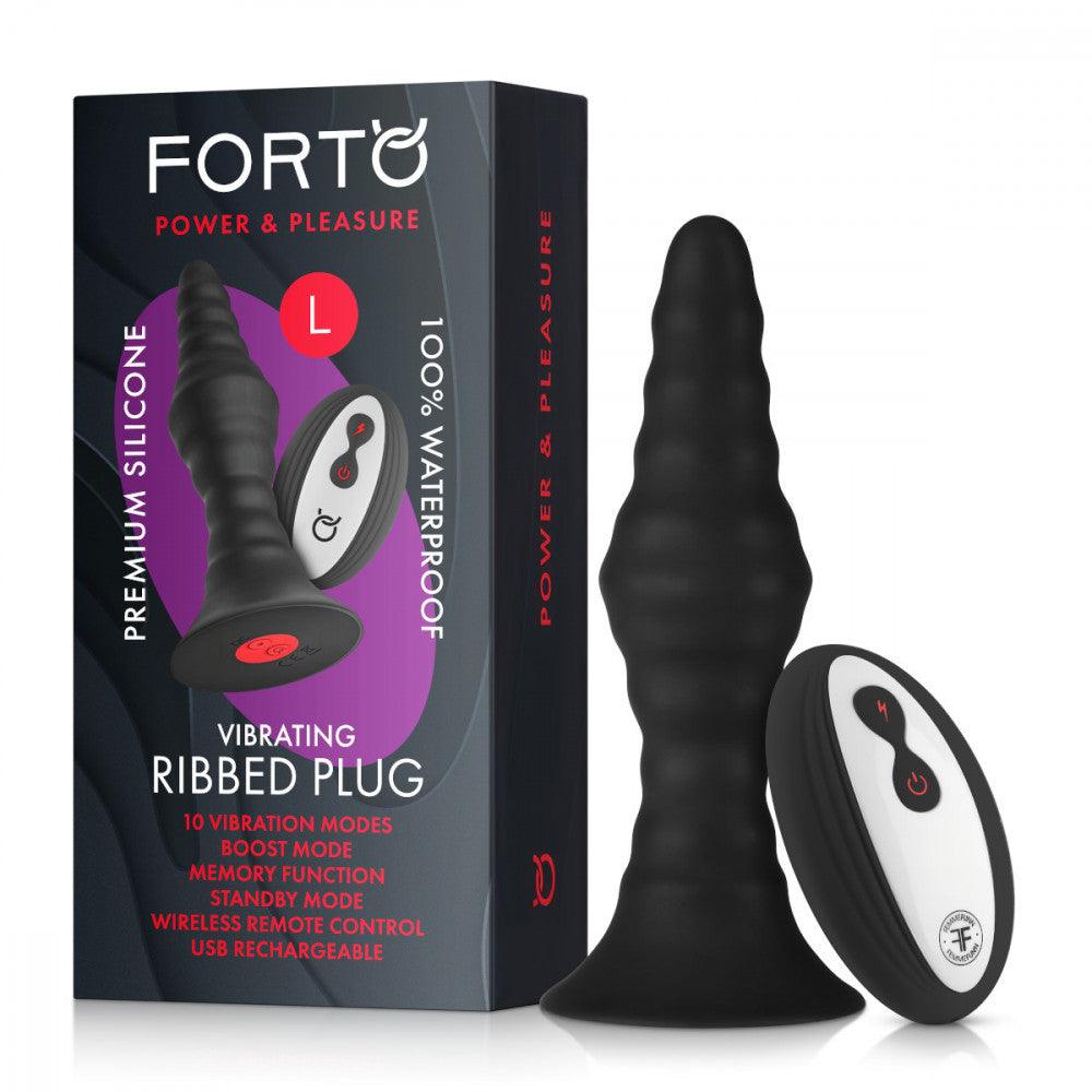 Forto Vibrating Ribbed Plug Rechargeable Remote-Controlled Silicone Anal Plug - Buy At Luxury Toy X - Free 3-Day Shipping