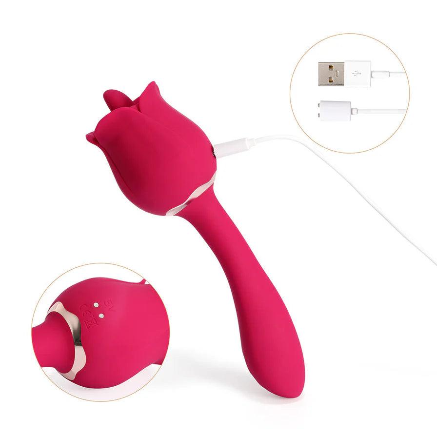 Honey Play Box Rhea The Rose Clit Tongue Licking Vibrator and G-spot Massager - Buy At Luxury Toy X - Free 3-Day Shipping