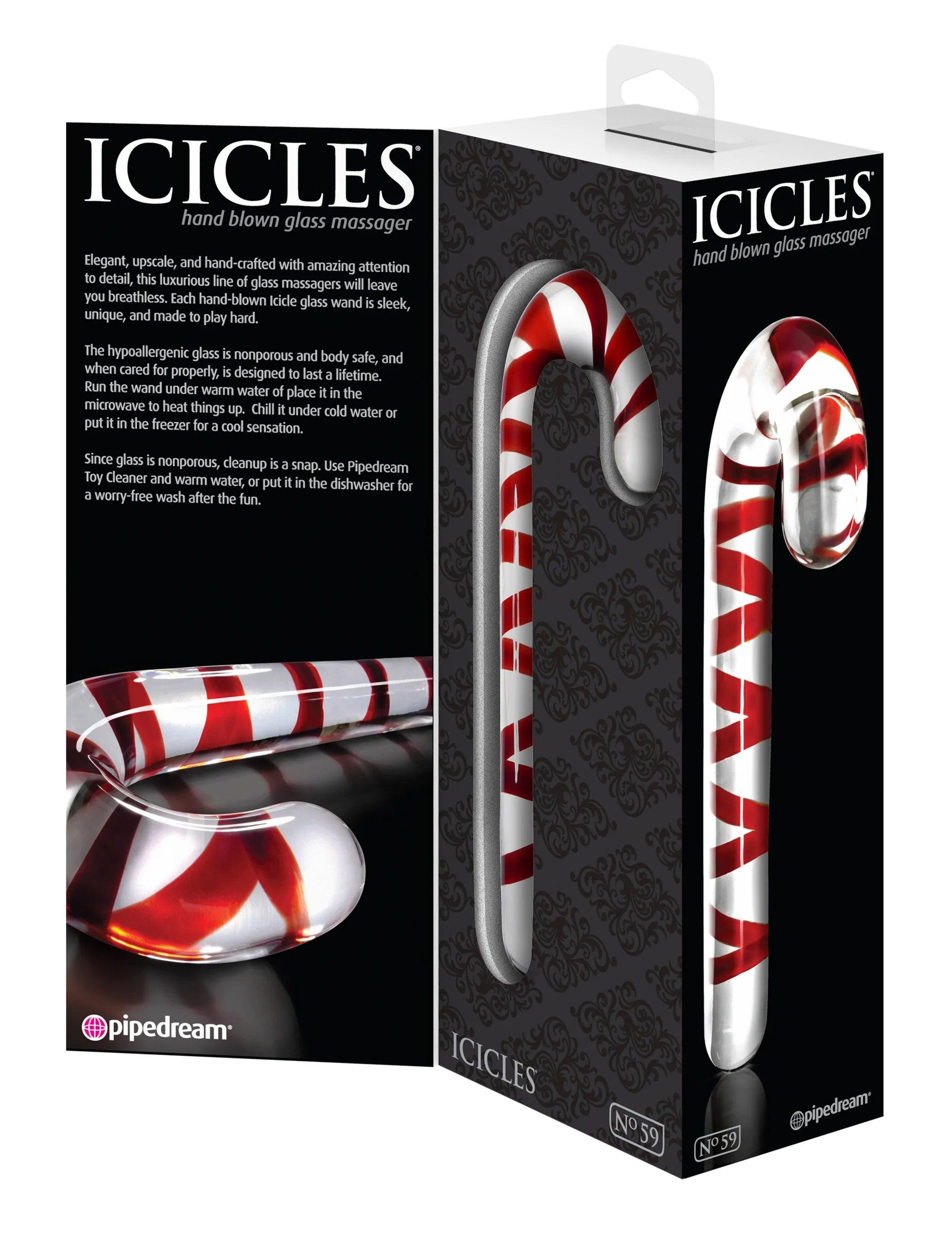 Icicles No 59 Candy Cane Glass Massager - Buy At Luxury Toy X - Free 3-Day Shipping