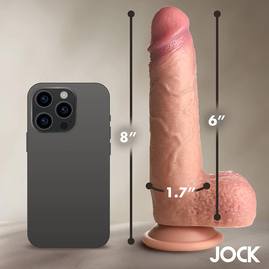 JOCK Real Skin 8 in. Silicone Dildo with Balls – Ultimate Realism and Pleasure - Buy At Luxury Toy X - Free 3-Day Shipping