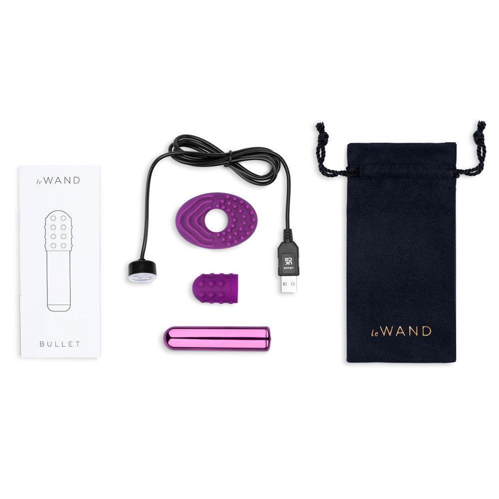 Le Wand Bullet Rechargeable Vibrator with Textured Silicone Sleeve and Ring - Buy At Luxury Toy X - Free 3-Day Shipping