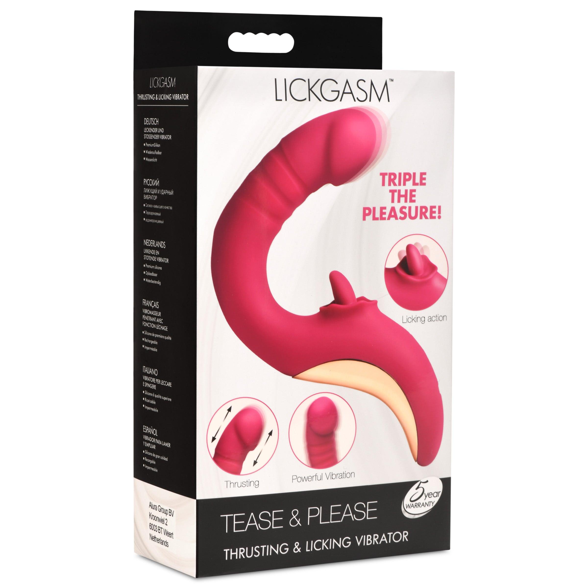 Lickgasm Tease & Please Rechargeable Silicone Thrusting & Licking Vibrator - Buy At Luxury Toy X - Free 3-Day Shipping