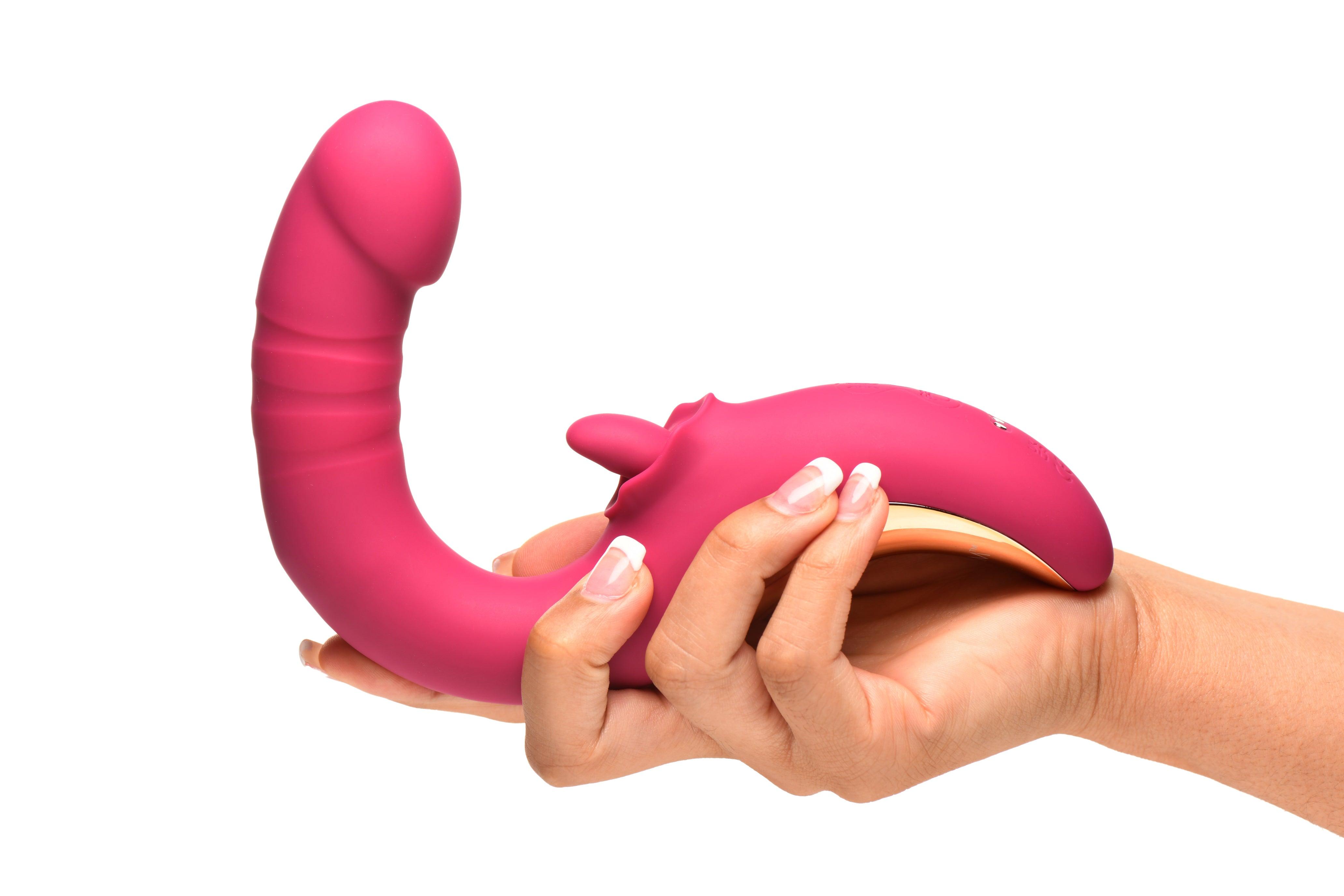 Lickgasm Tease & Please Rechargeable Silicone Thrusting & Licking Vibrator - Buy At Luxury Toy X - Free 3-Day Shipping