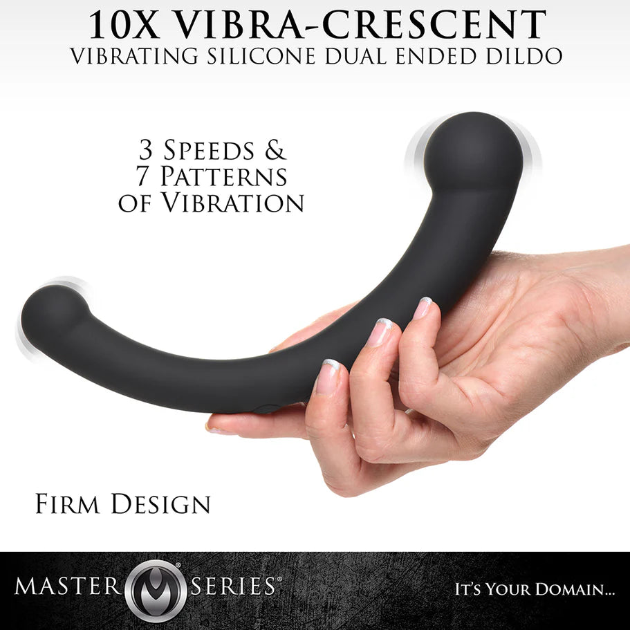 Master Series 10X Vibra-Crescent Rechargeable Silicone Vibrating Dual-Ended Dildo - Buy At Luxury Toy X - Free 3-Day Shipping