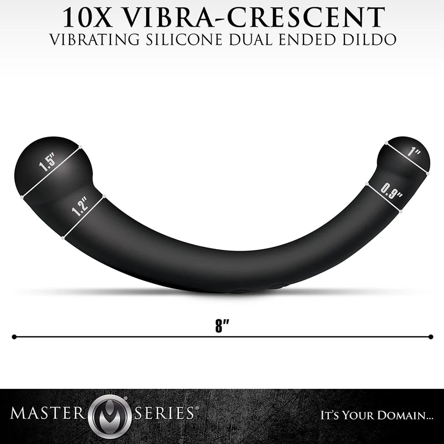 Master Series 10X Vibra-Crescent Rechargeable Silicone Vibrating Dual-Ended Dildo - Buy At Luxury Toy X - Free 3-Day Shipping