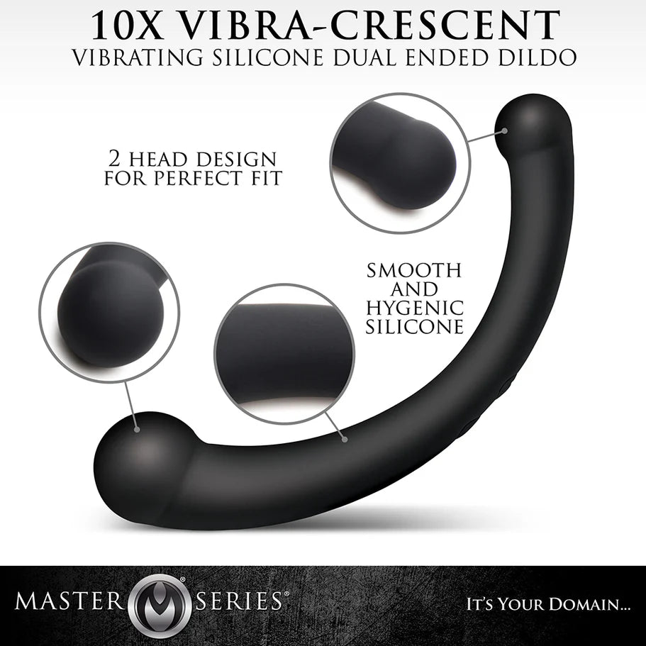 Master Series 10X Vibra-Crescent Rechargeable Silicone Vibrating Dual-Ended Dildo - Buy At Luxury Toy X - Free 3-Day Shipping