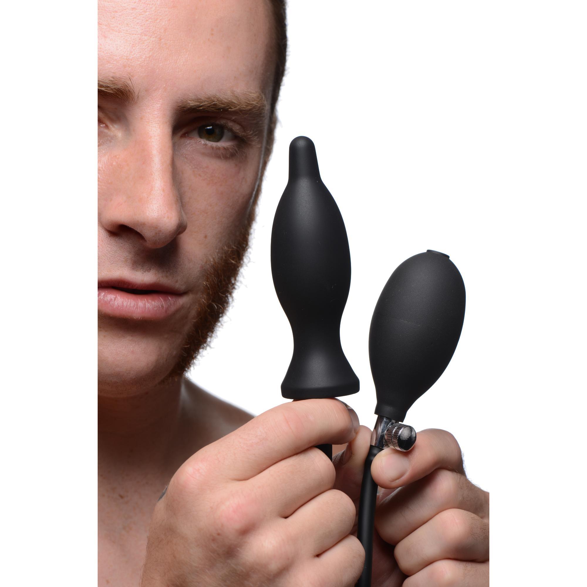 Master Series Dark Inflator Inflatable Silicone Anal Plug - Buy At Luxury Toy X - Free 3-Day Shipping