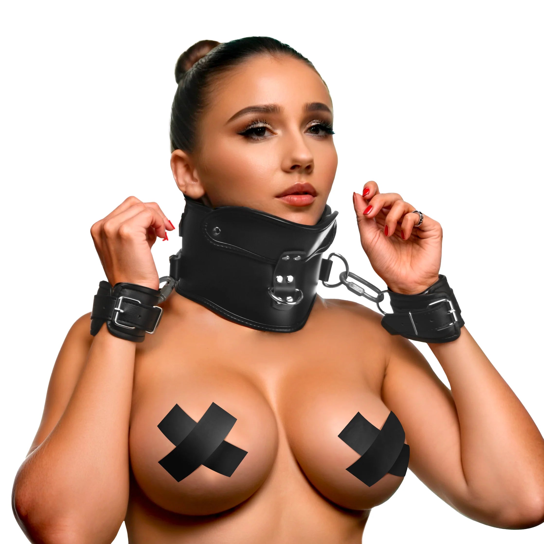 Master Series Rigid Locking Posture Collar w Chin Brace - Buy At Luxury Toy X - Free 3-Day Shipping