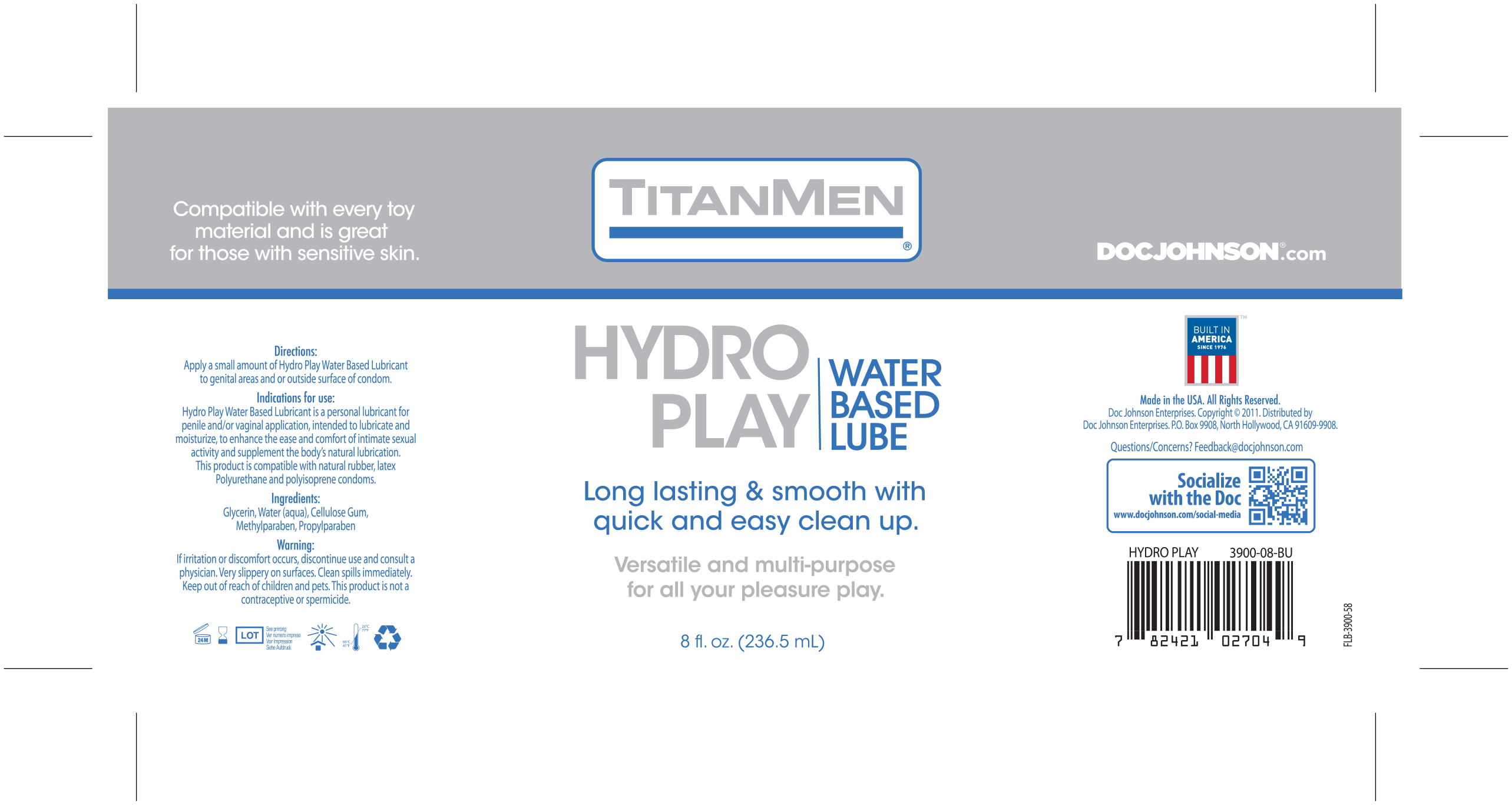 TitanMen - Hydro Play - Water Based Lube - 8 fl. oz.