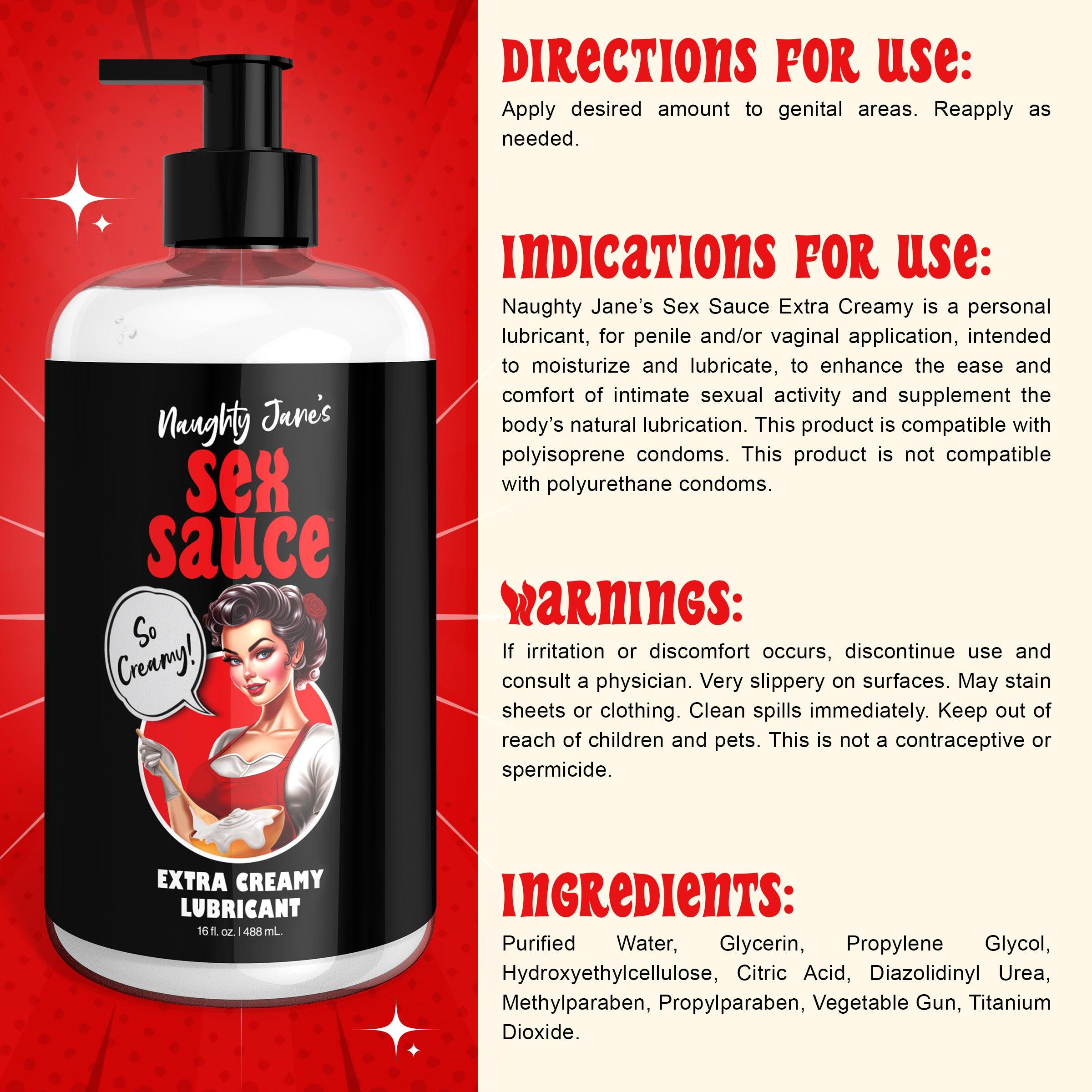 Naughty Jane's Sex Sauce Extra Creamy Lubricant - Buy At Luxury Toy X - Free 3-Day Shipping