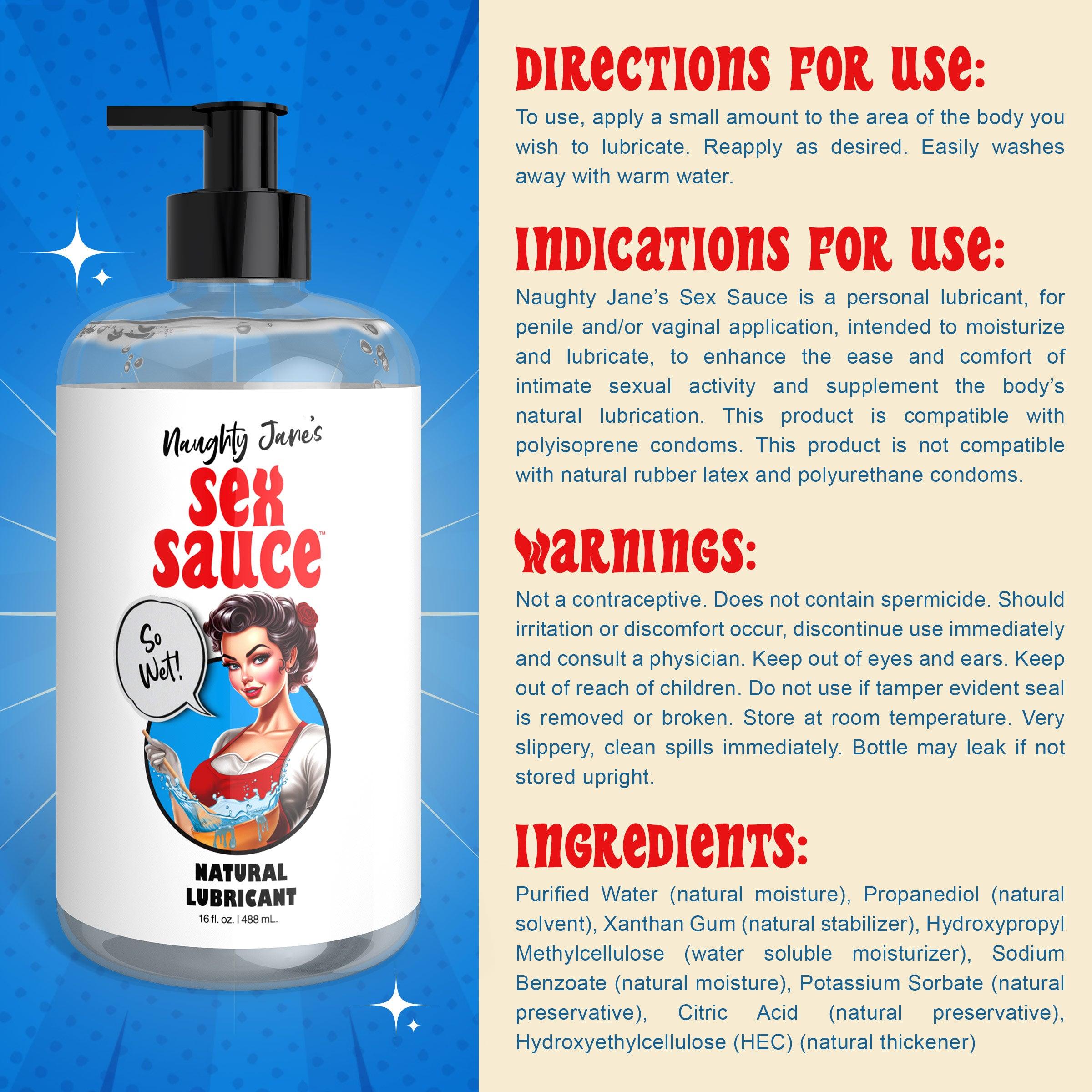 Naughty Jane's Sex Sauce Natural Lubricant - Buy At Luxury Toy X - Free 3-Day Shipping