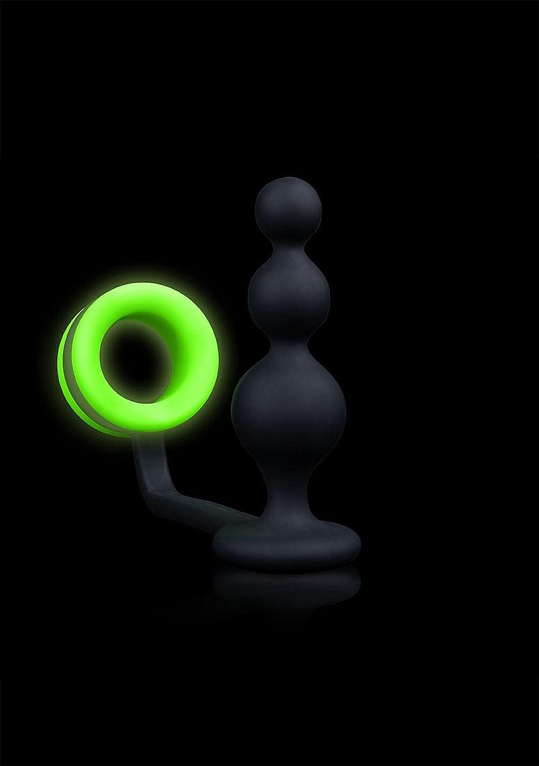 Ouch! Beads Butt Plug with Cock Ring Silicone Glow in the Dark - Buy At Luxury Toy X - Free 3-Day Shipping