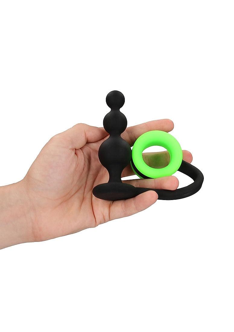 Ouch! Beads Butt Plug with Cock Ring Silicone Glow in the Dark - Buy At Luxury Toy X - Free 3-Day Shipping