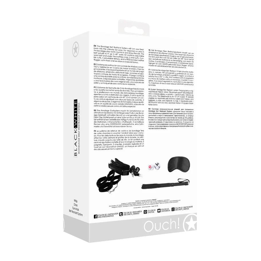 Ouch! Black & White Bondage Belt Restraint System - Buy At Luxury Toy X - Free 3-Day Shipping