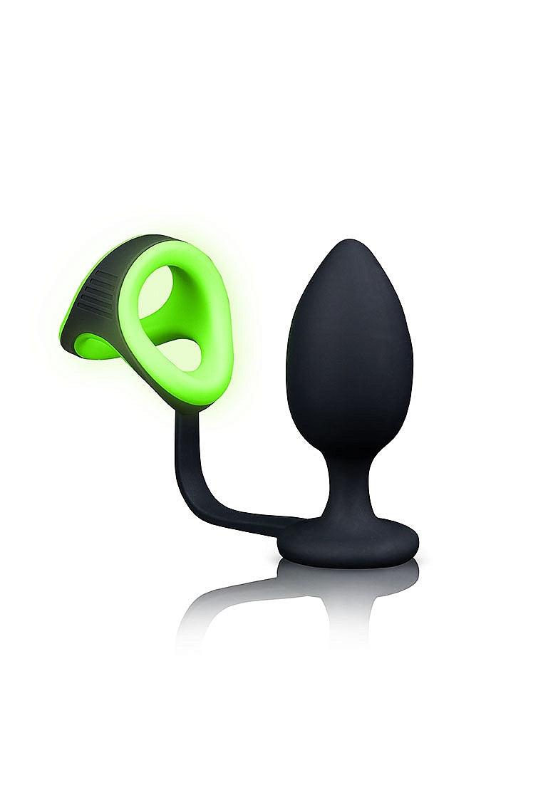 Ouch! Butt Plug with Cock Ring & Ball Strap Silicone Glow in the Dark - Buy At Luxury Toy X - Free 3-Day Shipping