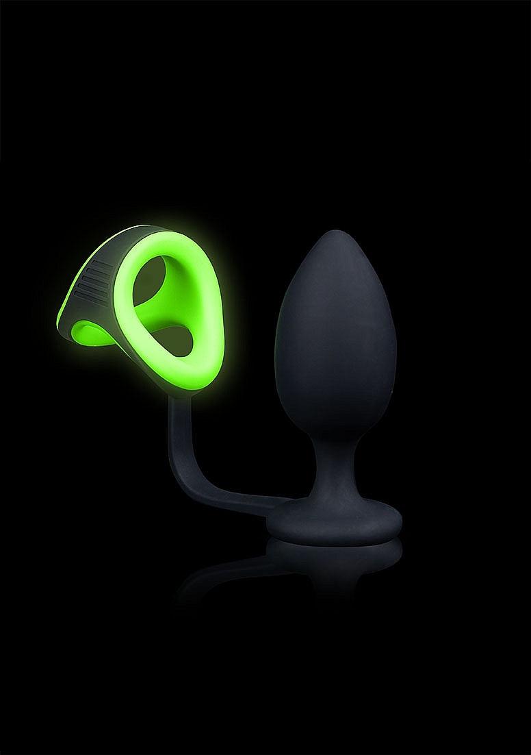 Ouch! Butt Plug with Cock Ring & Ball Strap Silicone Glow in the Dark - Buy At Luxury Toy X - Free 3-Day Shipping