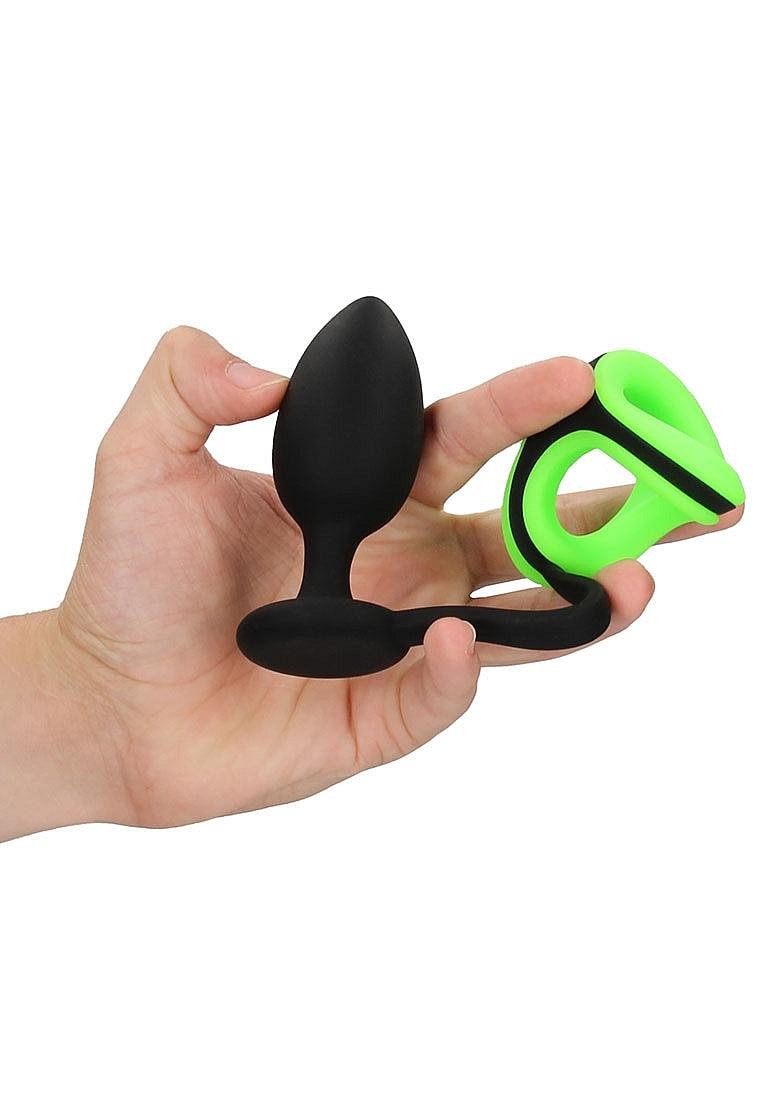 Ouch! Butt Plug with Cock Ring & Ball Strap Silicone Glow in the Dark - Buy At Luxury Toy X - Free 3-Day Shipping