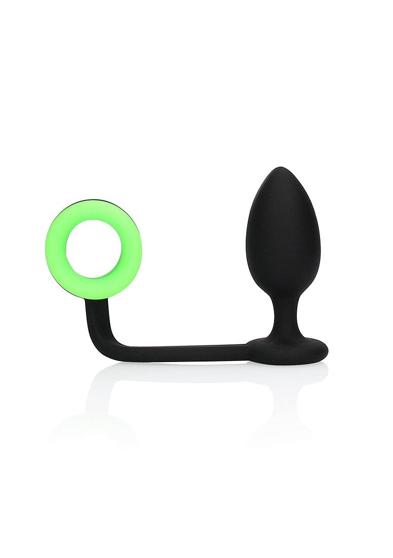 Ouch! Butt Plug with Cock Ring Silicone Glow in the Dark - Buy At Luxury Toy X - Free 3-Day Shipping