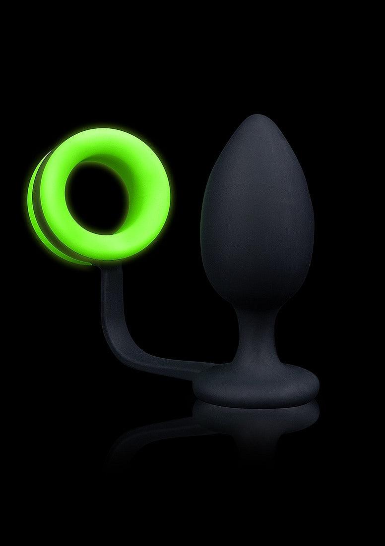 Ouch! Butt Plug with Cock Ring Silicone Glow in the Dark - Buy At Luxury Toy X - Free 3-Day Shipping